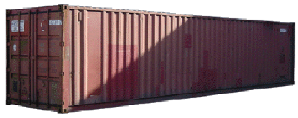 Zijaanzicht rode materiaalcontainer van ZHV Verhuur met dichtgeslagen deuren aan de voorkant.
